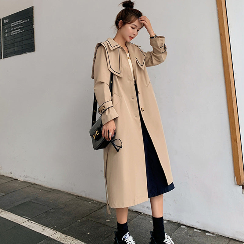 セーラーカラーコンビステンカラーロングコート