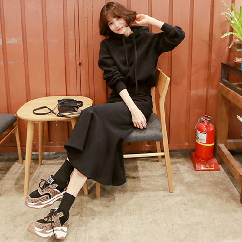 オーバーパーカー×マーメイドロングスカート(2colors)