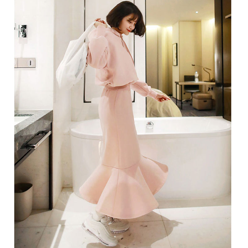 オーバーパーカー×マーメイドロングスカート(2colors)