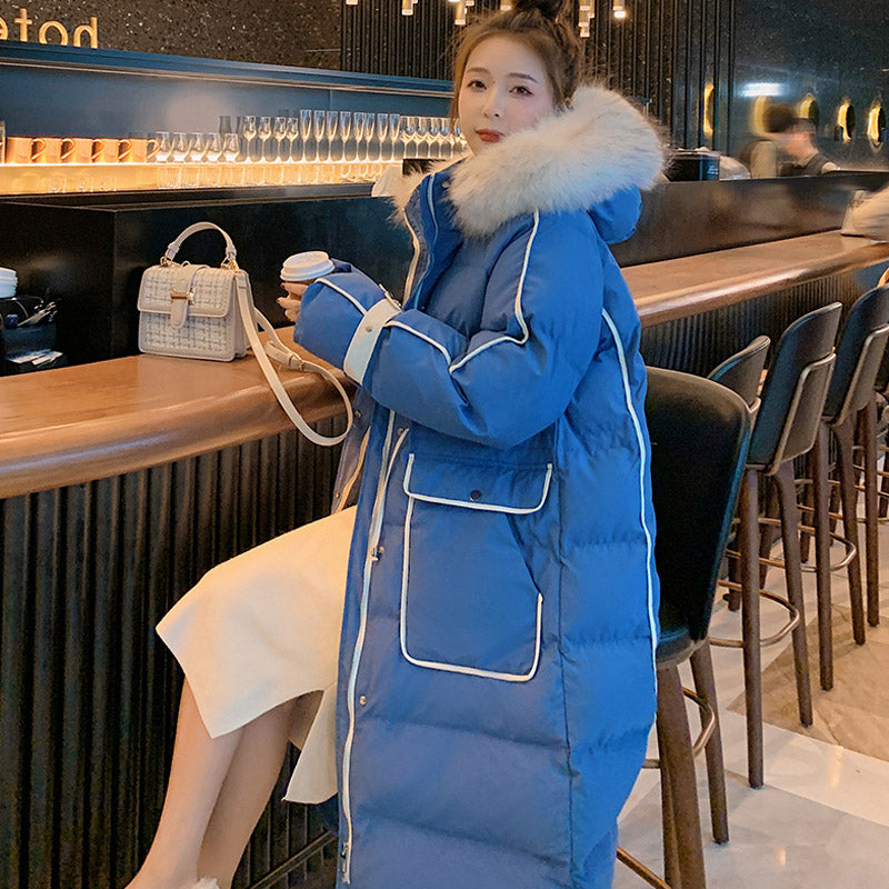 ファー付きフーディーロング中綿ベンチコート(4colors)