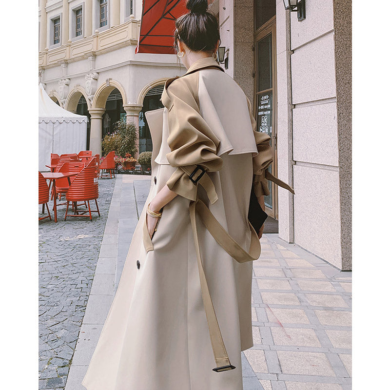 ツートーンラグランスリーブトレンチコート