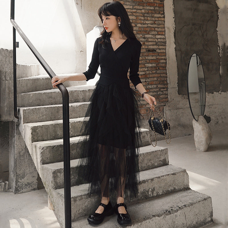 カシュクールチュールスカートワンピース