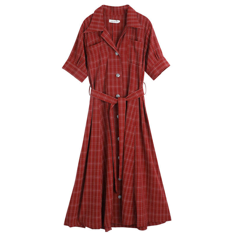 ウエストリボンチェックシャツワンピース(2colors)