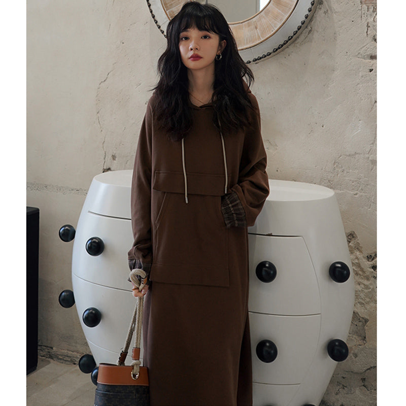 チェックバックヨークパーカーワンピース