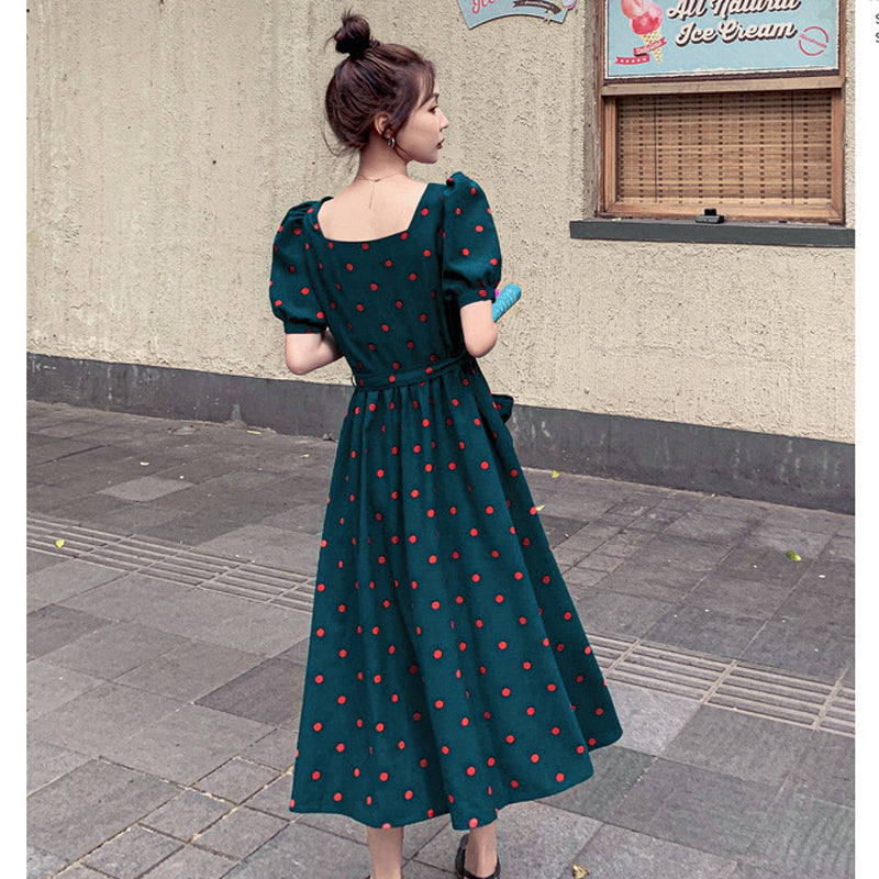 レトロドットワンピース