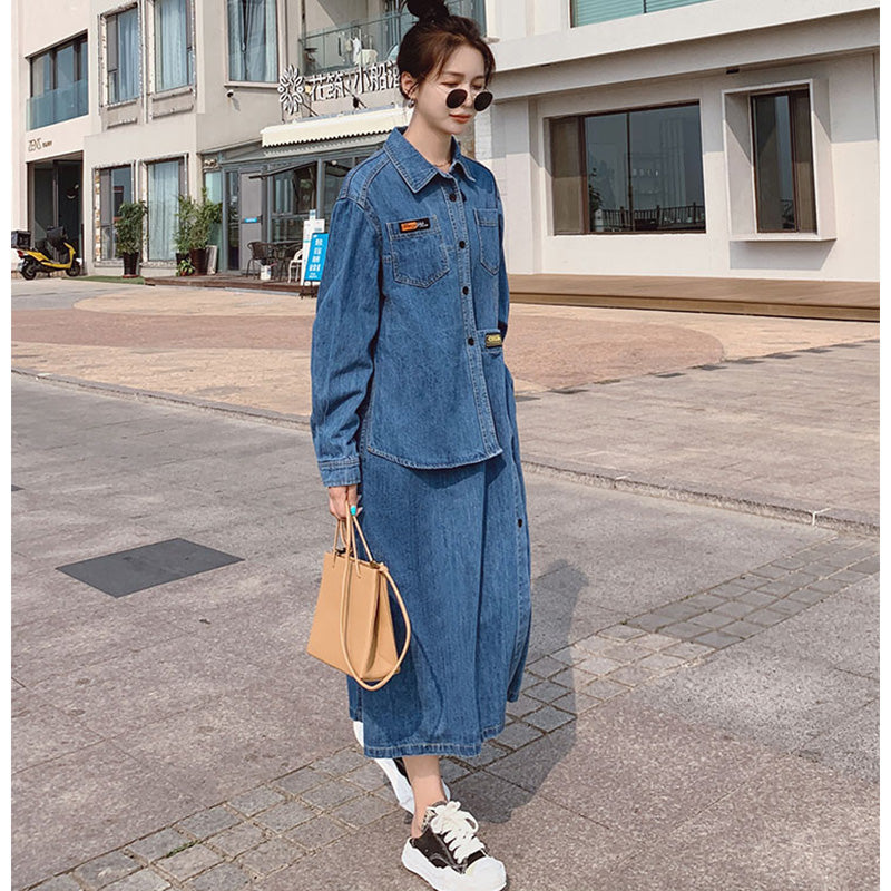 シャツドッキングアシメデニムワンピース