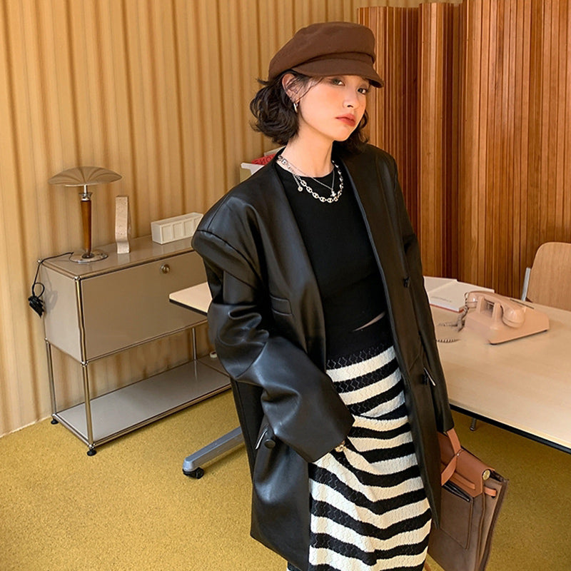 ボーダーフリンジスカート