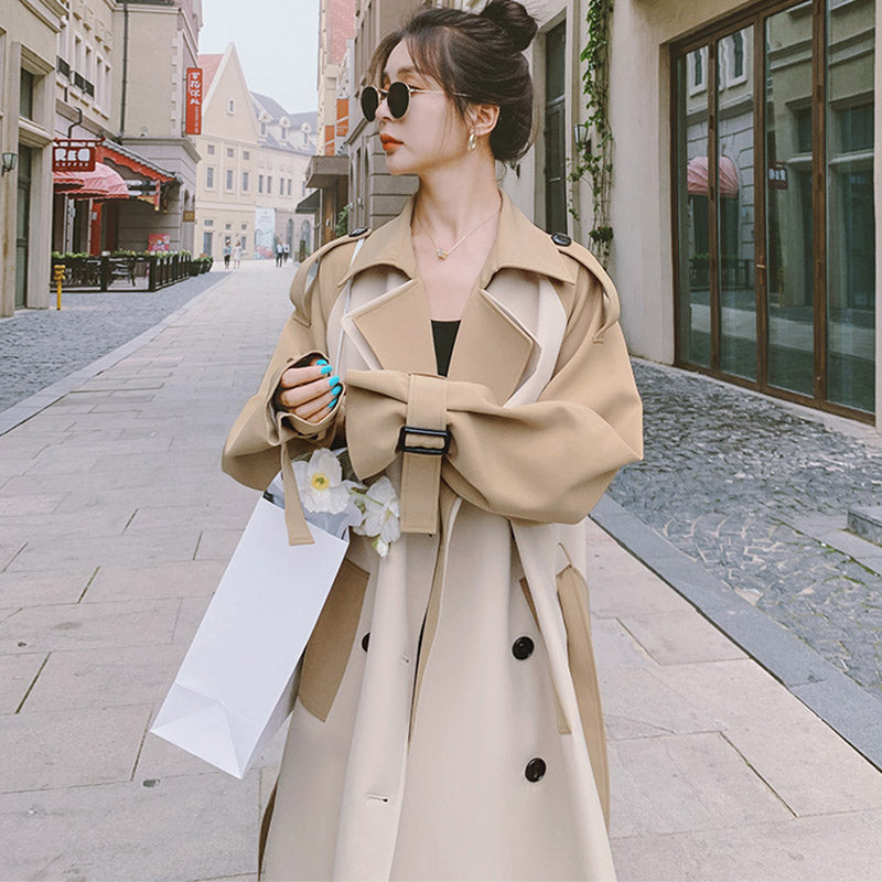 ツートーンラグランスリーブトレンチコート