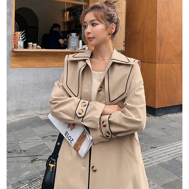 セーラーカラーコンビステンカラーロングコート