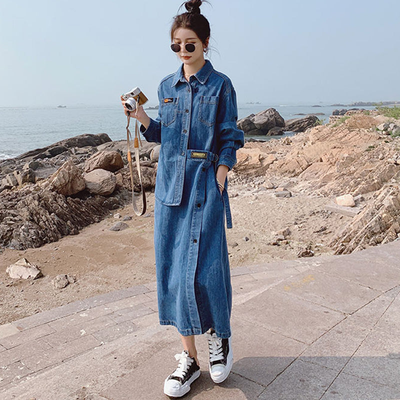シャツドッキングアシメデニムワンピース