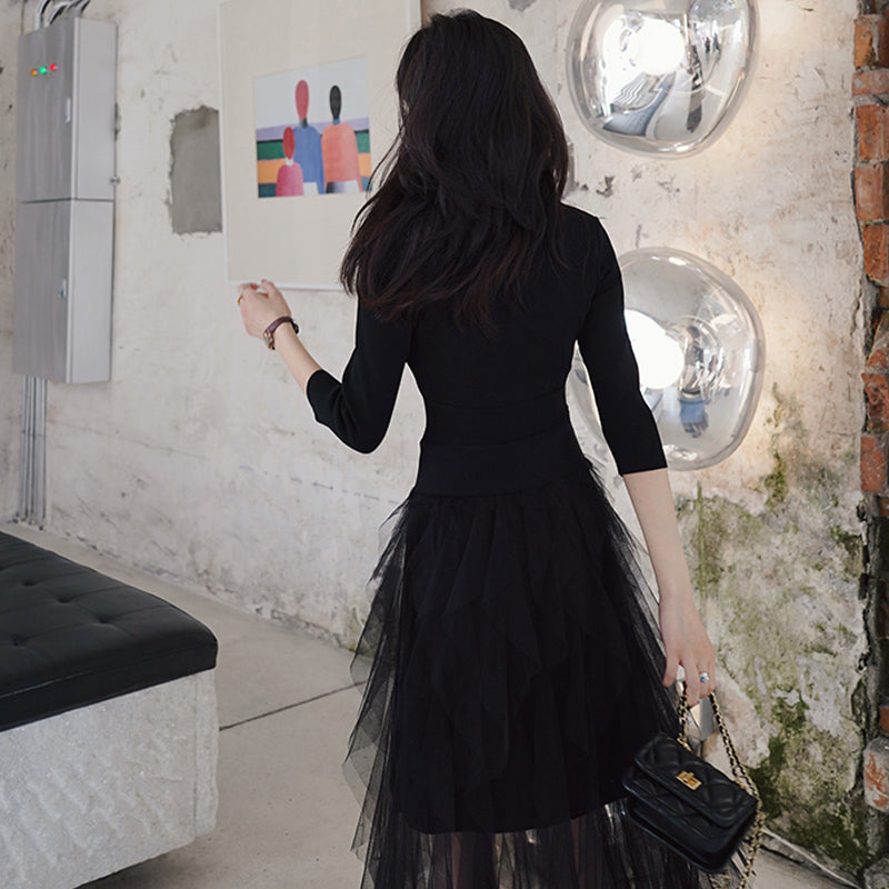 カシュクールチュールスカートワンピース