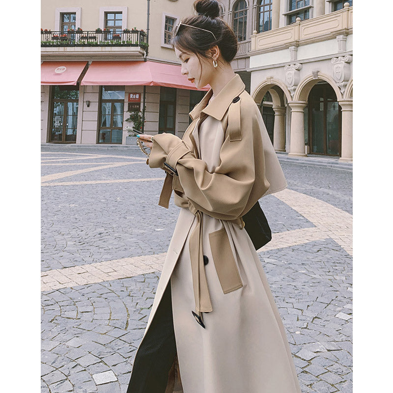 ツートーンラグランスリーブトレンチコート