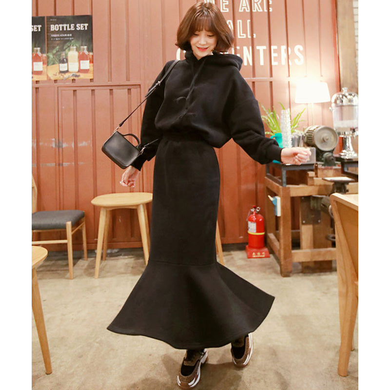 オーバーパーカー×マーメイドロングスカート(2colors)