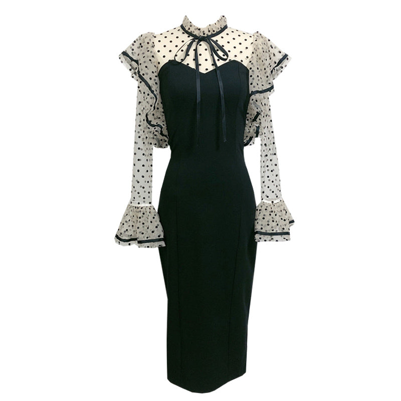 ドットスリーブワンピース