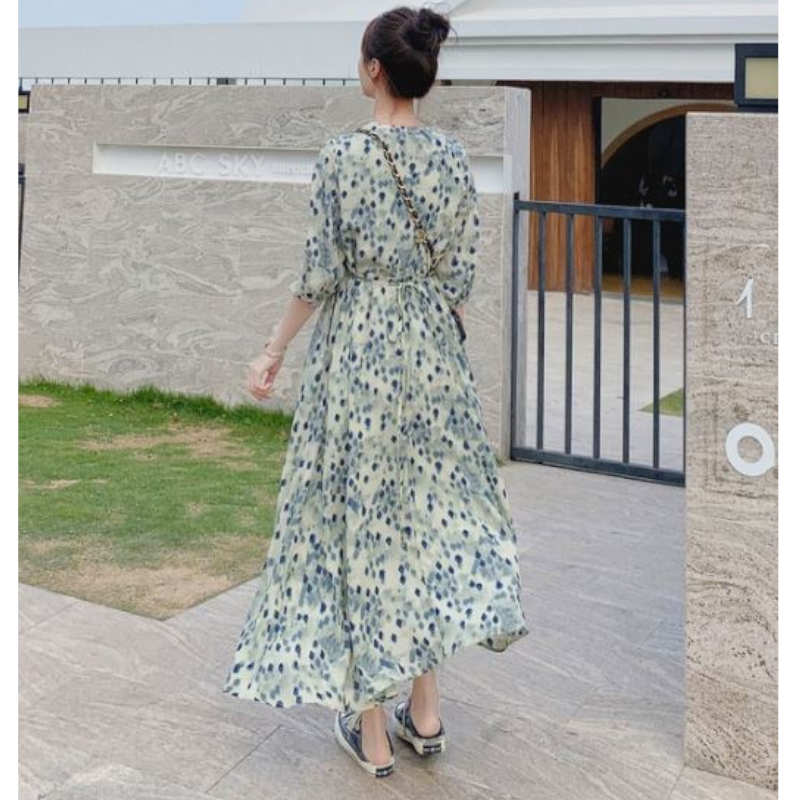 マルチスクエアプリントマキシワンピース