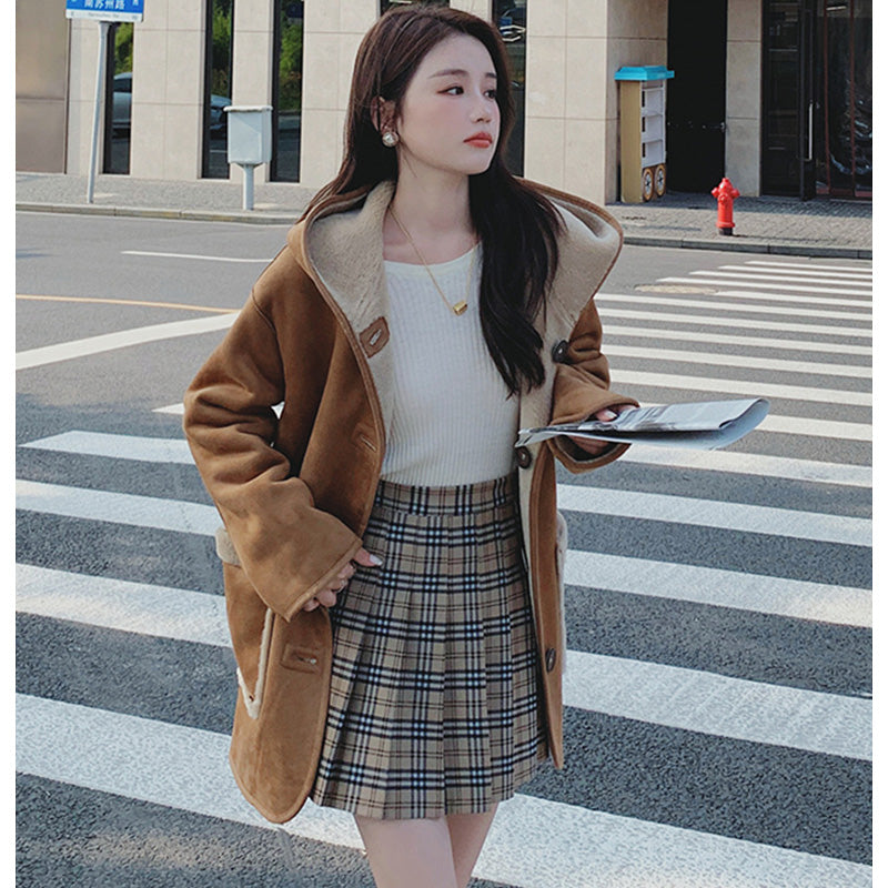 異素材コンビボアリバーシブルコート