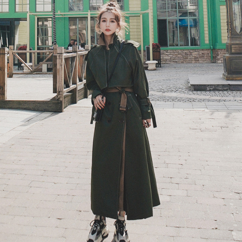 レイヤード風2WAYロングトレンチコート