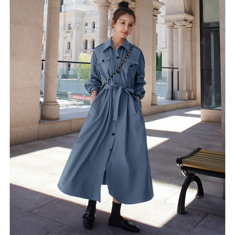 胸フラップポケットシャツワンピース(2colors)