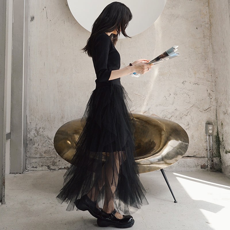 カシュクールチュールスカートワンピース