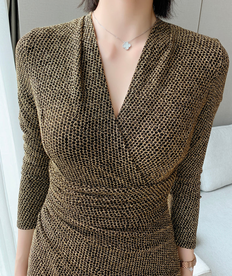 カシュクールラップロングワンピース(2colors)