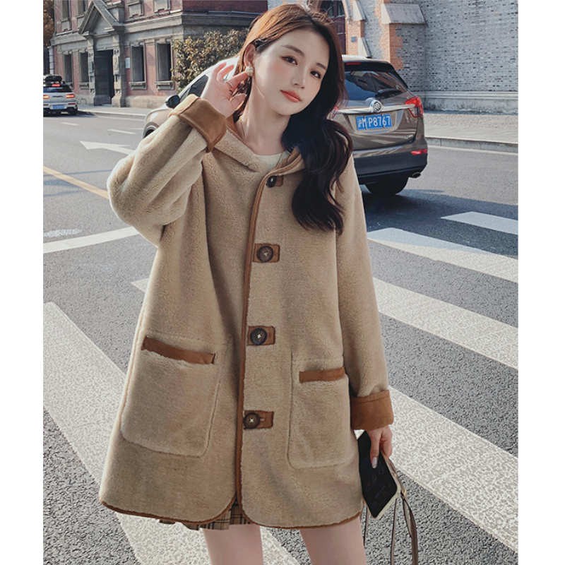 異素材コンビボアリバーシブルコート