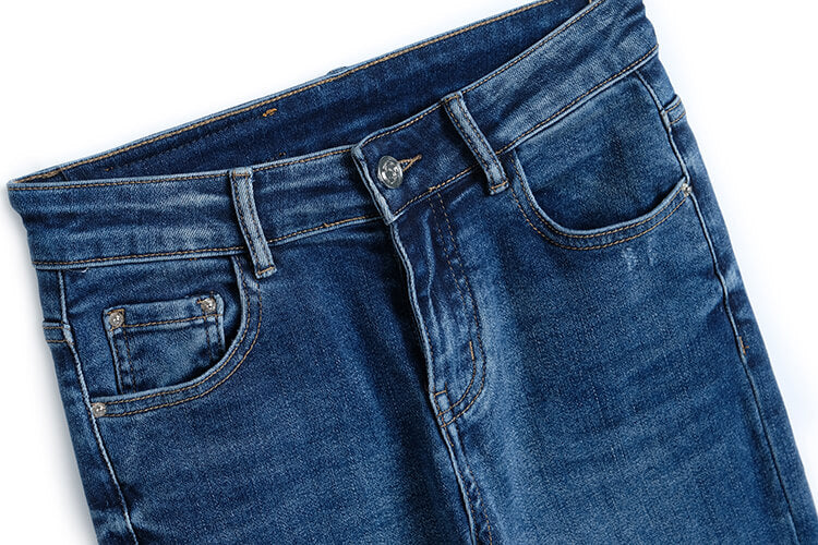 異素材ストライプニットフーディー×ラインストーン付ツートーンデニムパンツ【上下別売り可】