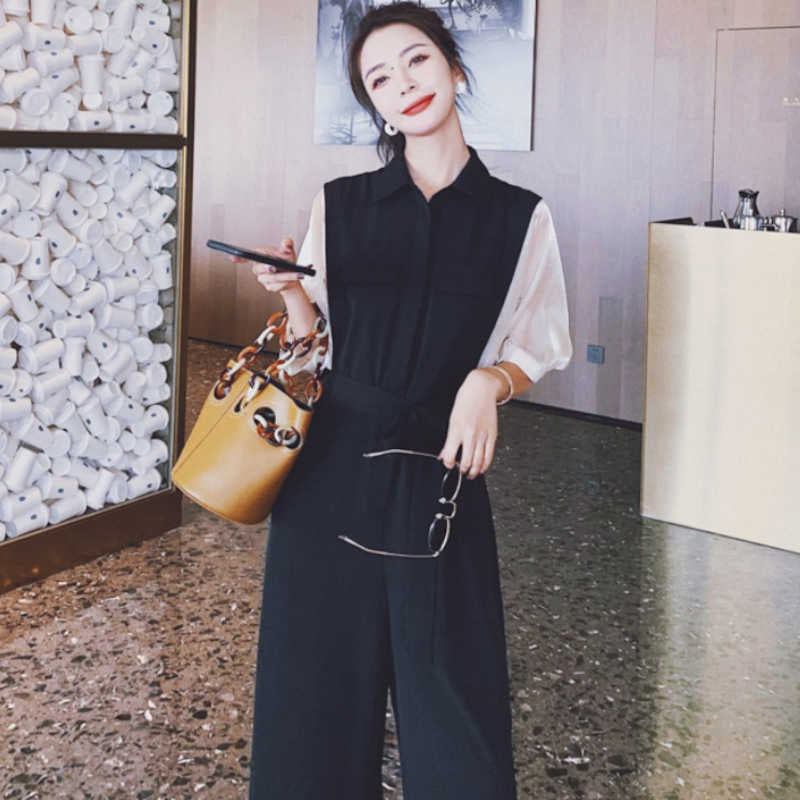 ドルマンパフスリーブシャツオールインワンパンツ