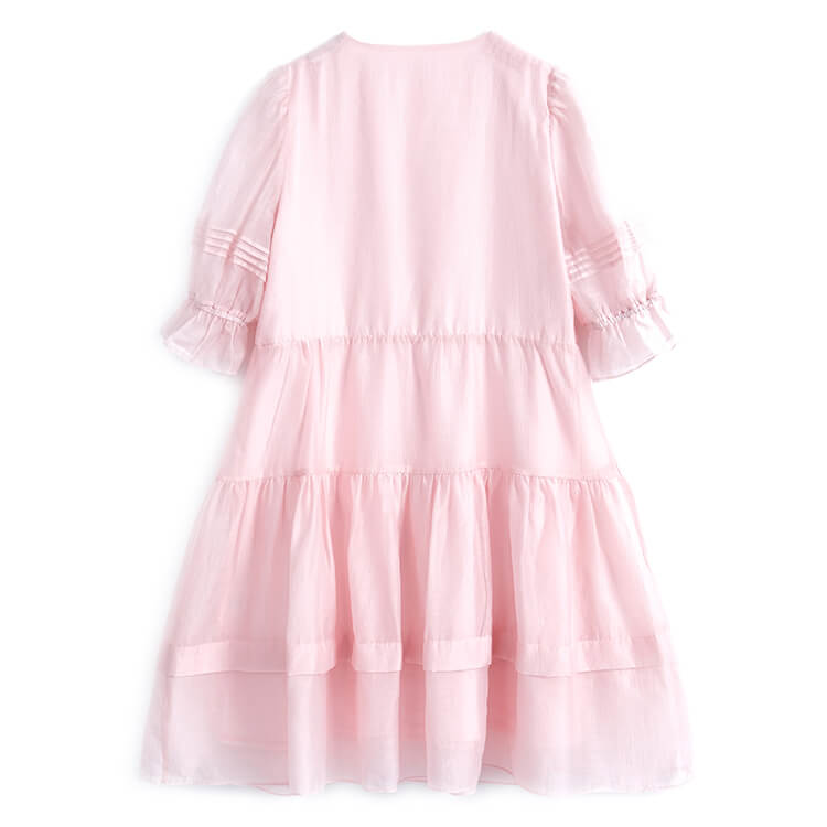 リボンビジュー付きティアードワンピース(2colors)