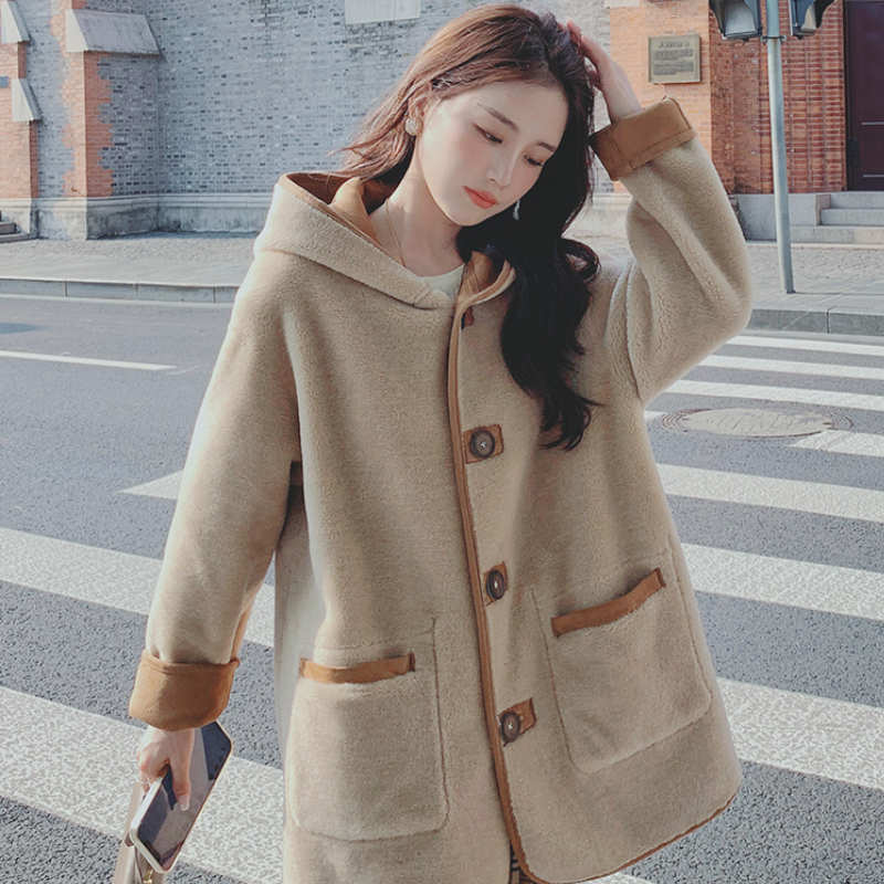 異素材コンビボアリバーシブルコート