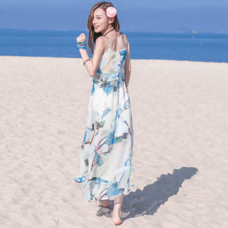 シフォンマキシプリントキャミワンピース