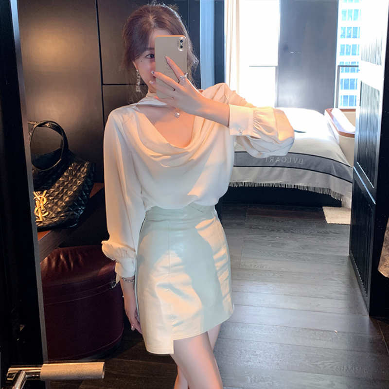 ボウタイフロントオープンブラウス