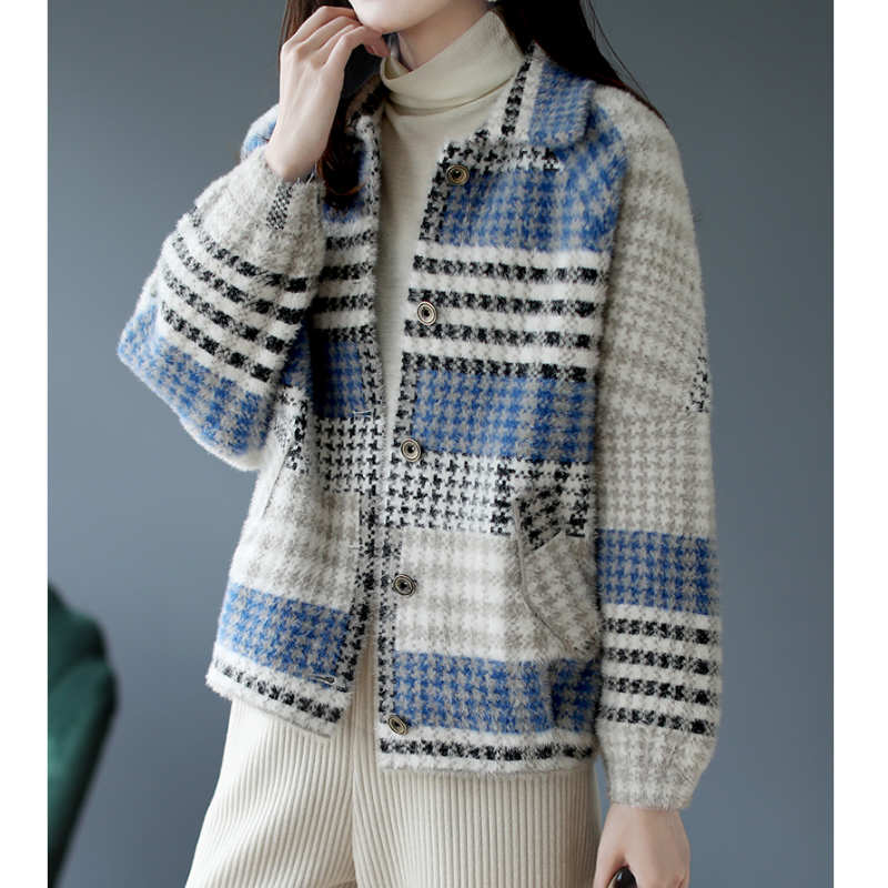 チェックパネル襟付きジャケット