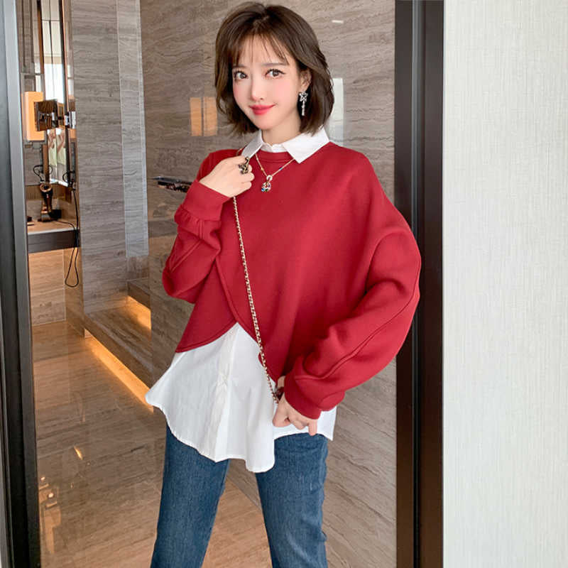 カシュクールクロップドスウェット×ノースリーブシャツ×ハートビジューデニムパンツ【上下別売り可】