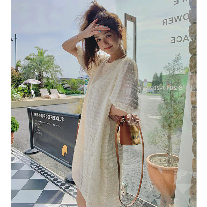 ボーダーシフォンワイドワンピース