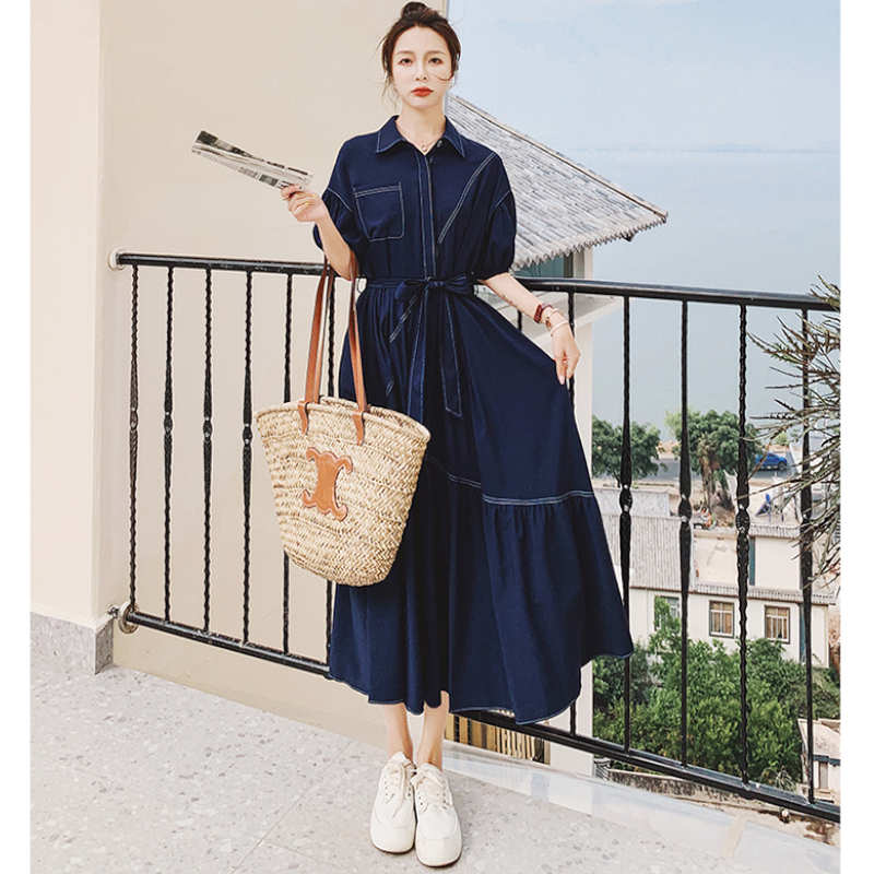 バルーンスリーブアシメティアードシャツワンピース