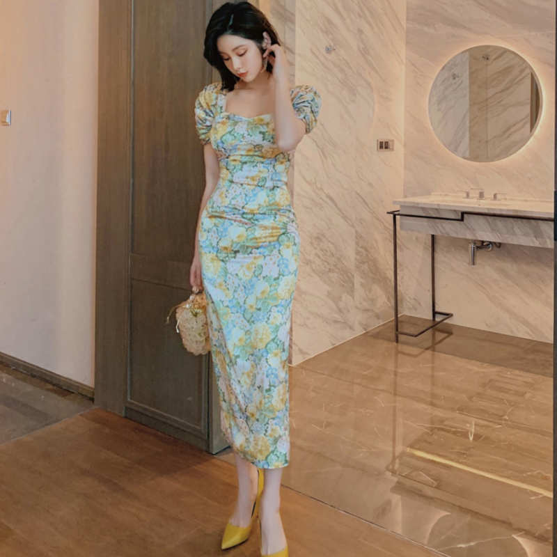 ボタニカルジャガード2WAYオフショルダーナローワンピース