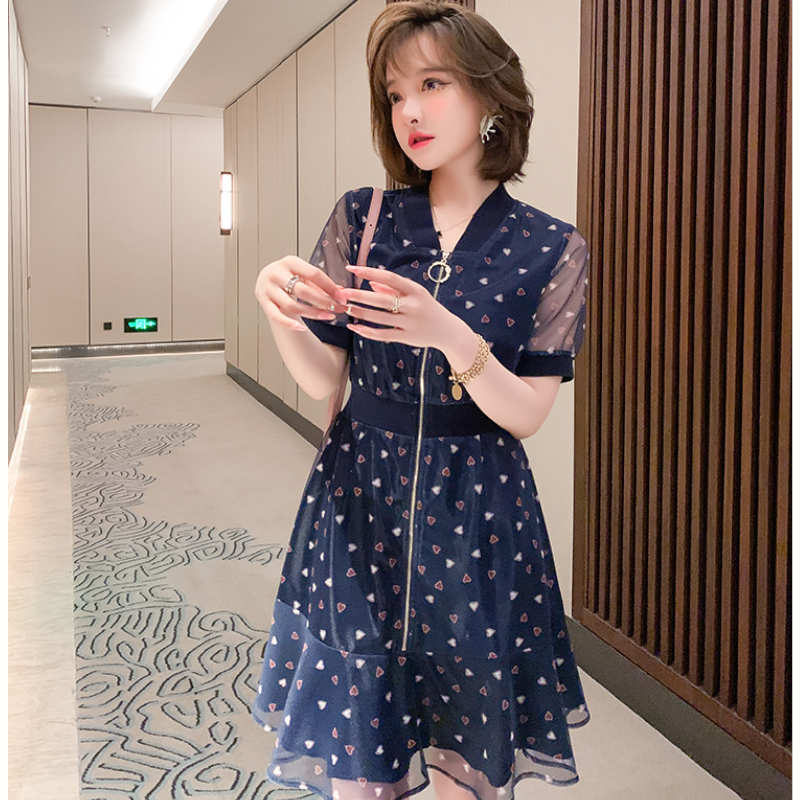 シアードッキングブルゾン風ジップアップワンピース(2colors)