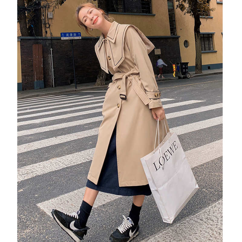 セーラーカラーコンビステンカラーロングコート