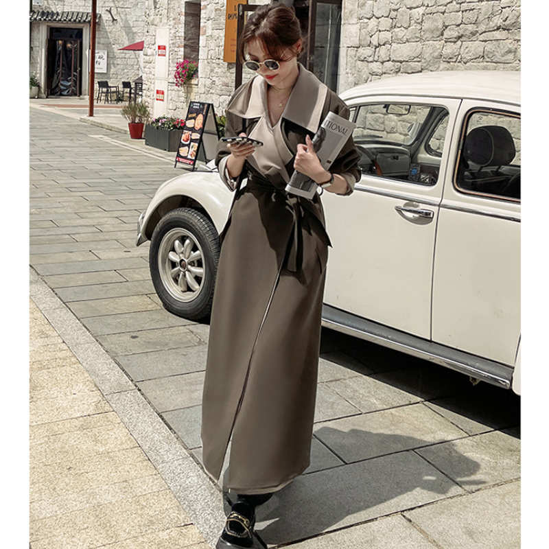 バイカラーレイヤード風ガウンチェスターコート