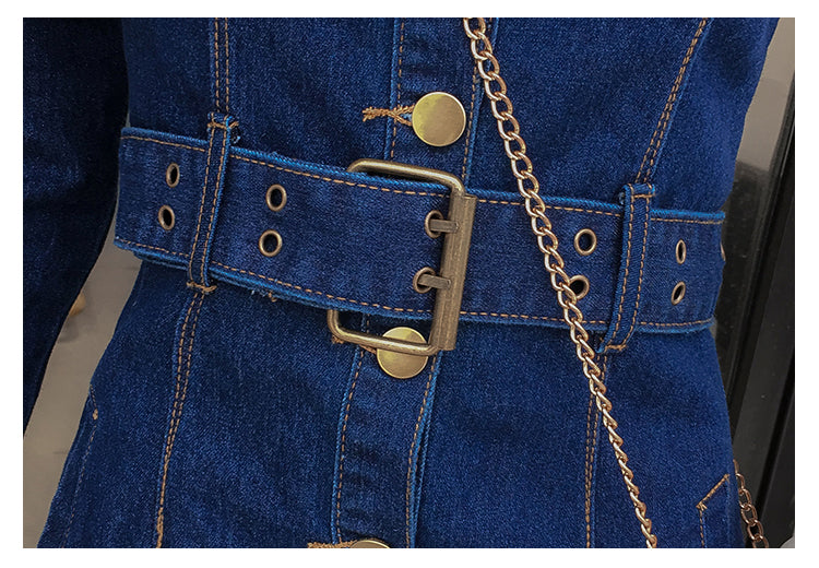 フロントボタンウエスタンデニムワンピース