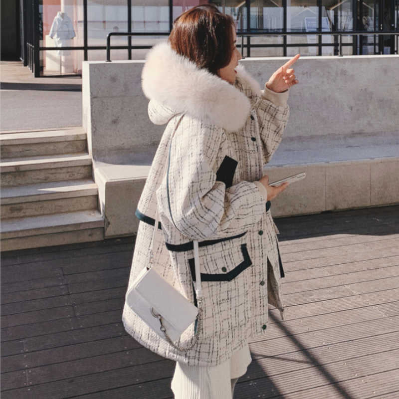 ファーフードコンビチェックツイードマウンテンジャケット