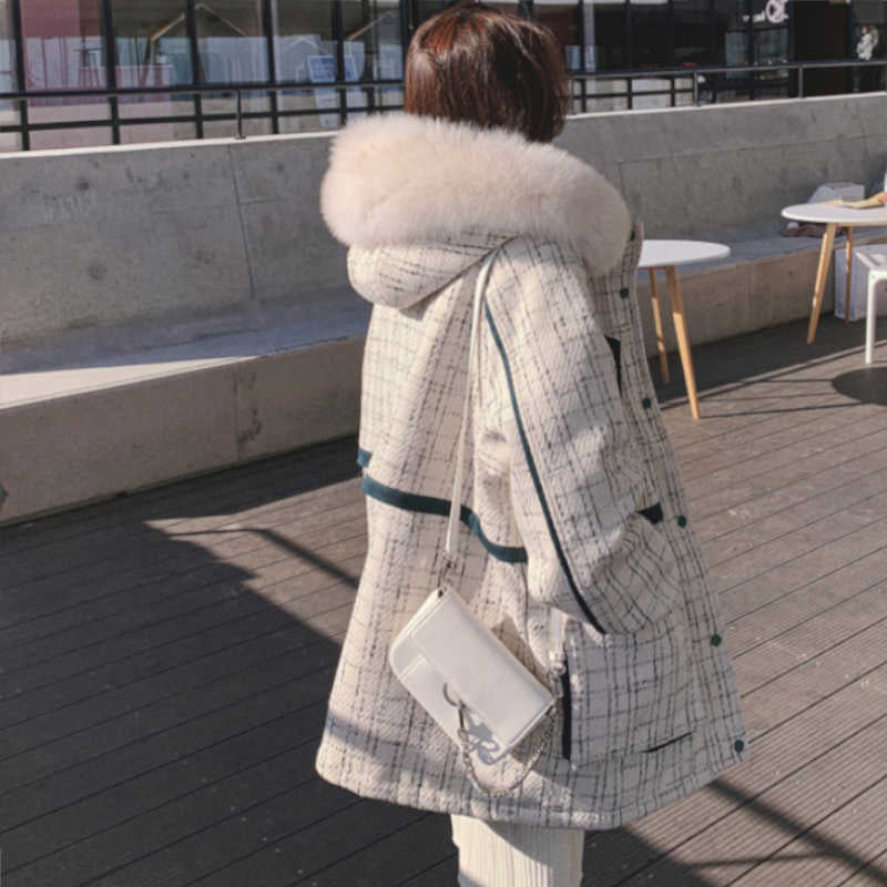 ファーフードコンビチェックツイードマウンテンジャケット