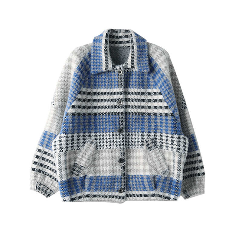 チェックパネル襟付きジャケット