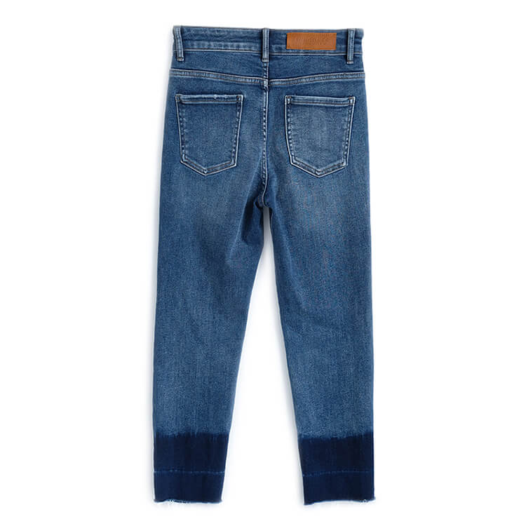 異素材ストライプニットフーディー×ラインストーン付ツートーンデニムパンツ【上下別売り可】