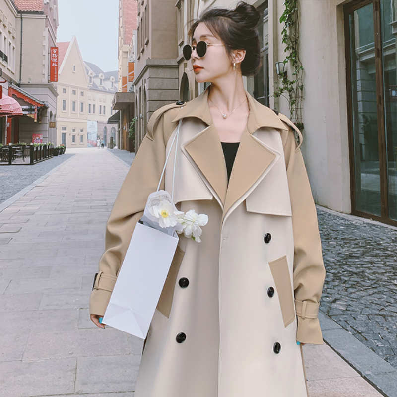 ツートーンラグランスリーブトレンチコート