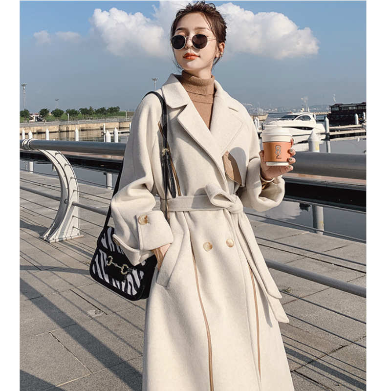 ライン入りロングトレンチコート