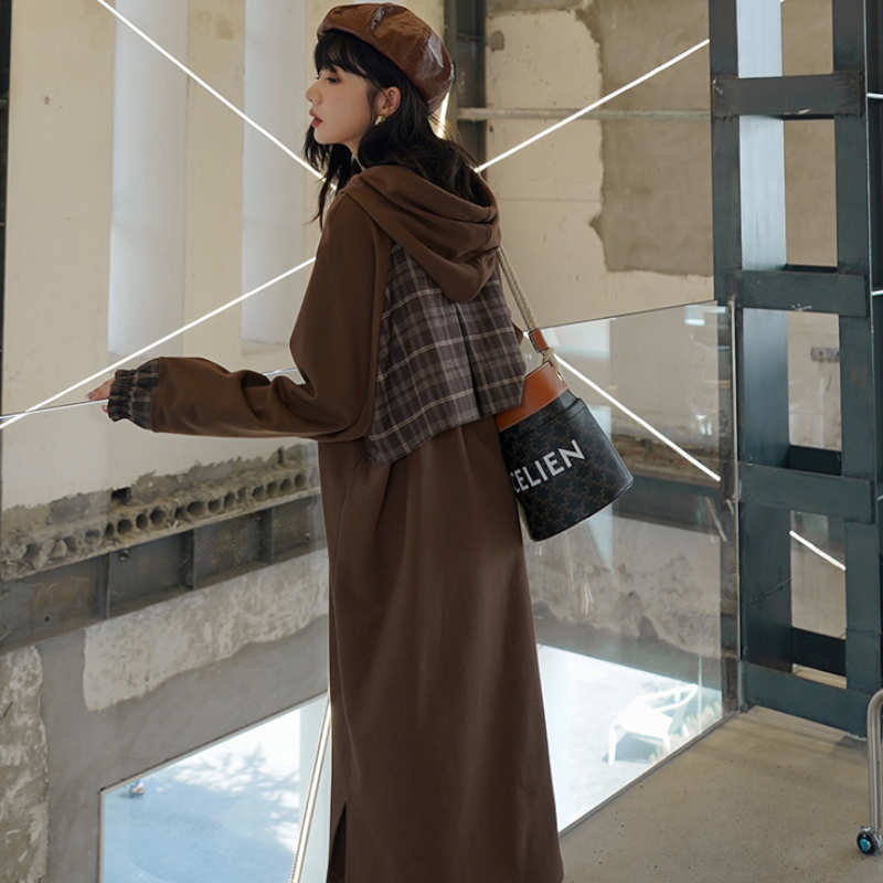 チェックバックヨークパーカーワンピース