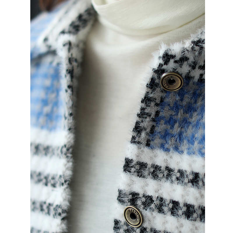 チェックパネル襟付きジャケット