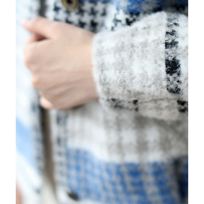 チェックパネル襟付きジャケット