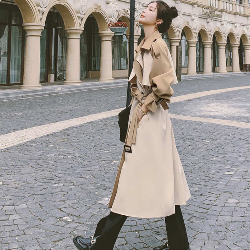 ツートーンラグランスリーブトレンチコート